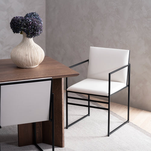 Sella Dining chair - Black - Ivory leather