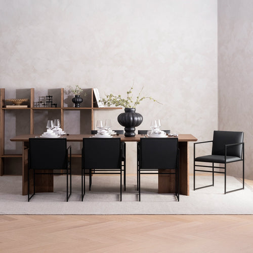 Sella Matstol - Svart - Jade black läder - Coffee bean