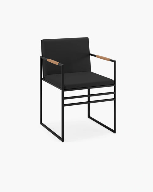 Sella Matstol - Svart - Jade black läder - Coffee bean