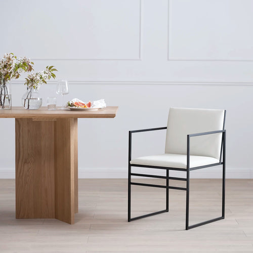 Chaise de salle à manger Sella - Noir - Cuir Ivory