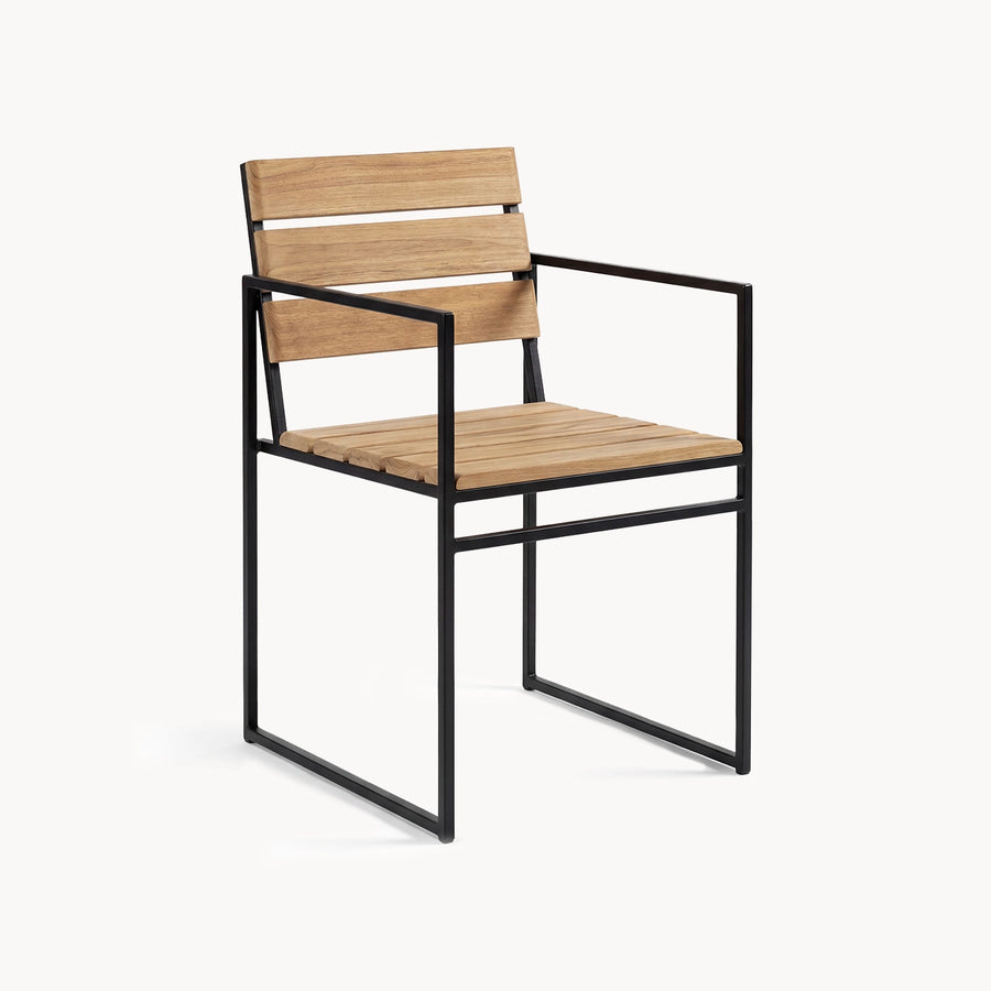 Outdoor Dining Chair Signe – Black Frame – Teak