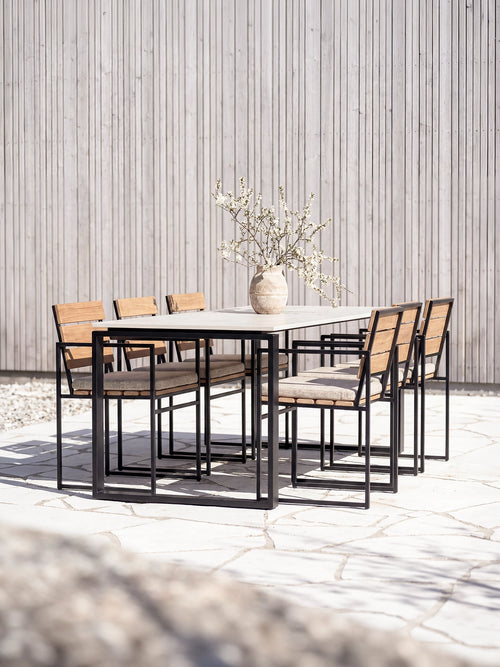 Garden Dining Chair Signe – Black Frame & Teak