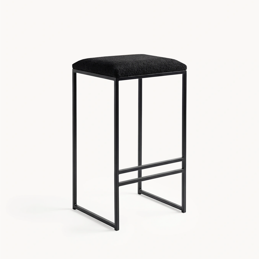Counter & Bar Stool Svea – Black Frame – Black Bouclé