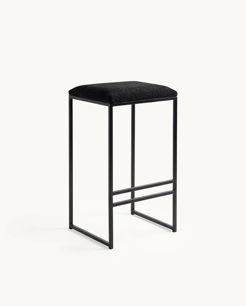 Tabouret de bar Svea – Noir – Bouclé noir