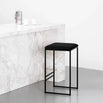 Svea Bar Stool in black velvet with black frame, modern design for kitchen islands and high tables.