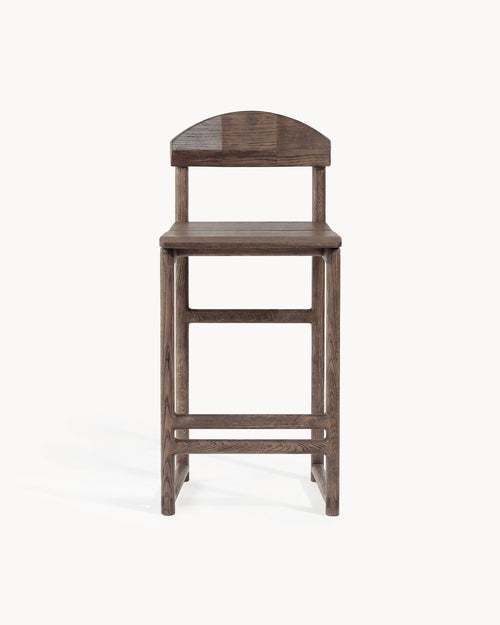 Oak Bar Stool Ted – Dark Oak – Wood Seat
