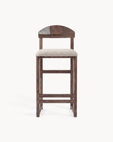Oak Bar Stool Ted – Dark Oak – Greige Bouclé, a stylish upholstered bar stool for kitchens and residential bars.