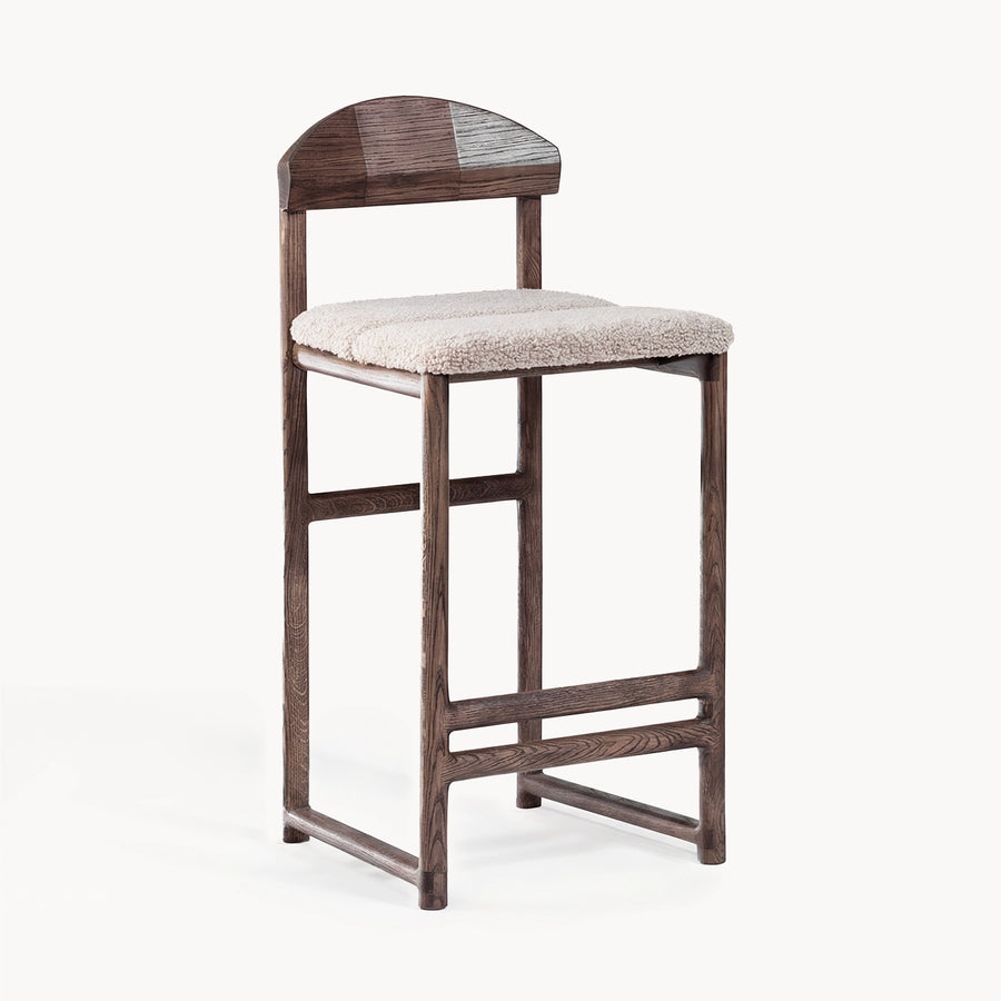 Oak Counter & Bar Stool Ted – Dark Oak – Greige Bouclé
