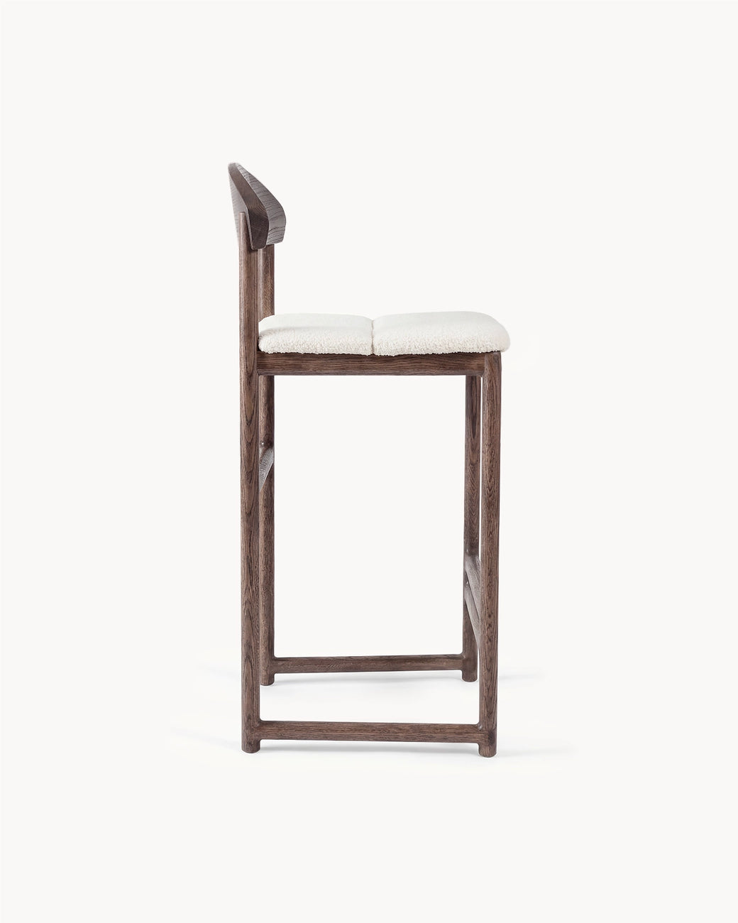Oak Bar Stool Ted – Dark Oak – Ivory Bouclé