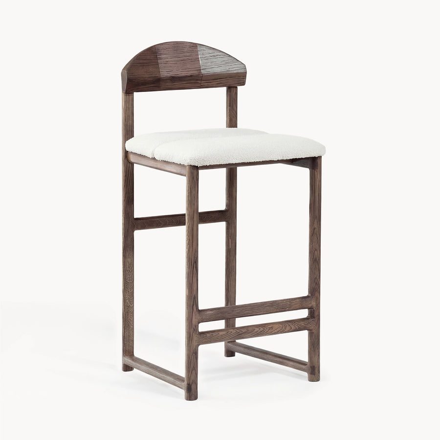 Oak Counter & Bar Stool Ted – Dark Oak – Ivory Bouclé