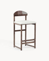 Dark oak bar stool Ted with ivory bouclé seat for kitchens and bars - Oak Bar Stool.