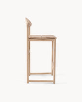 Oak Bar Stool Ted side view showcasing wooden design and compact size for kitchen use.