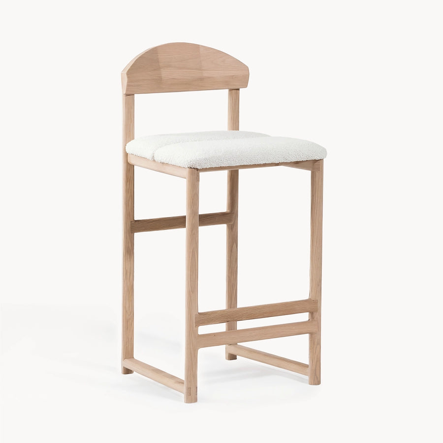 Oak Counter & Bar Stool Ted – Oak – Ivory Bouclé