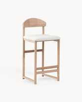 Oak Bar Stool Ted – Oak – Ivory Bouclé with a light wooden frame and upholstered seat for kitchen and dining areas.
