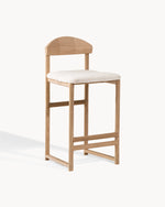 Ted Bar stool - Oak - Ivory bouclé