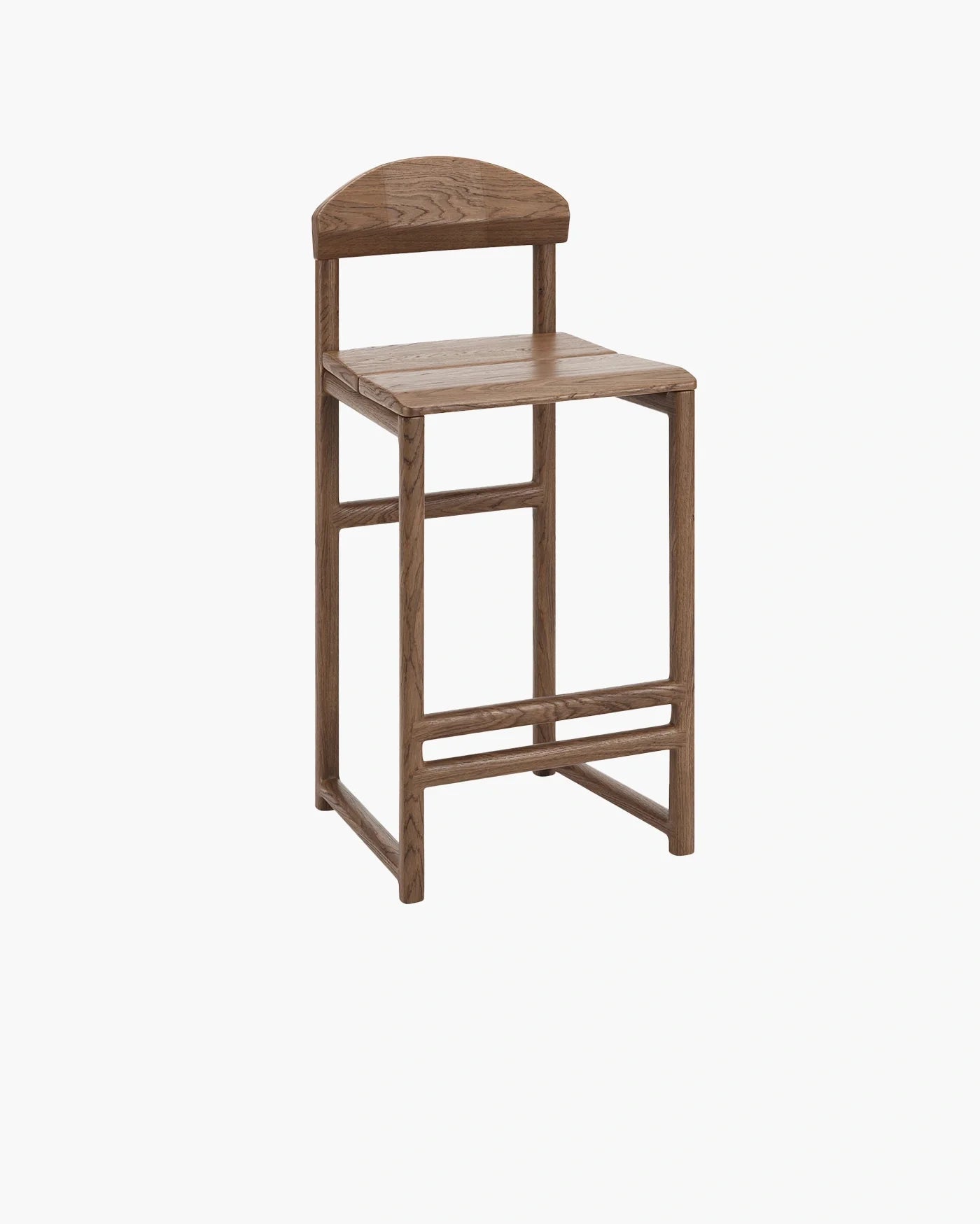 Ted Bar stool in dark oak with wooden backrest, featuring a modern Nordic design, perfect for stylish bar setups.