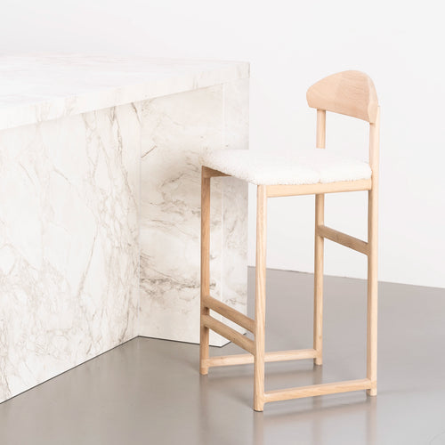 Ted Barstool - Oak - Ivory bouclé
