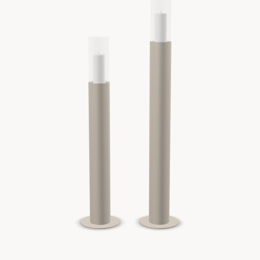 Bougeoir sur pied Thomas – Set de 2 – Taupe