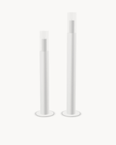 Floor Candle Holder Thomas Set of 2, white powder-coated steel frame with clear glass cylinder