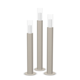 Floor Candle Holder Thomas Set of 3, taupe powder-coated steel frame with clear glass cylinder