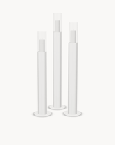 Floor Candle Holder Thomas Set of 3, white powder-coated steel frame with clear glass cylinder