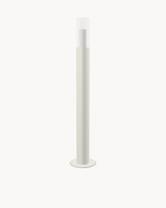 Floor Candle Holder Thomas Large, beige powder-coated steel frame with clear glass cylinder