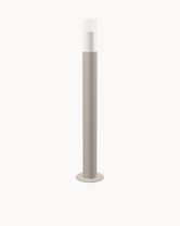 Floor Candle Holder Thomas Large, taupe powder-coated steel frame with clear glass cylinder