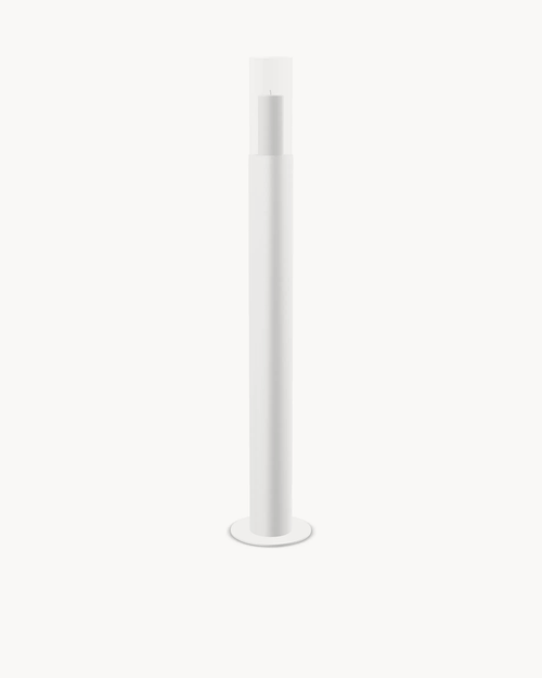 Floor Candle Holder Thomas Large, white powder-coated steel frame with clear glass cylinder