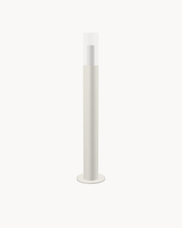 Floor Candle Holder Thomas Medium, beige powder-coated steel frame with clear glass cylinder