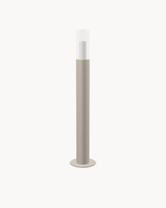 Floor Candle Holder Thomas Medium, taupe powder-coated steel frame with clear glass cylinder