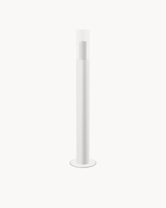 Floor Candle Holder Thomas Medium, white powder-coated steel frame with clear glass cylinder