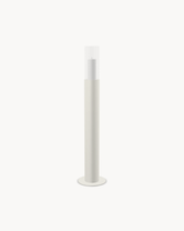 Floor Candle Holder Thomas Small, beige powder-coated steel frame with clear glass cylinder