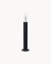 Floor Candle Holder Thomas Small, black powder-coated steel frame with clear glass cylinder