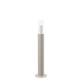Floor Candle Holder Thomas Small, taupe powder-coated steel frame with clear glass cylinder