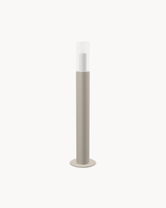 Floor Candle Holder Thomas Small, taupe powder-coated steel frame with clear glass cylinder