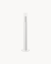 Floor Candle Holder Thomas Small, white powder-coated steel frame with clear glass cylinder