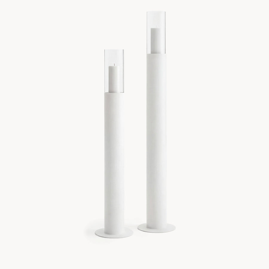Bougeoir sur pied Thomas – Set de 2 – Blanc