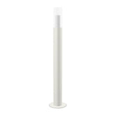 Floor candleholder Thomas Large, beige powder-coated steel with clear glass cylinder, 117 cm.