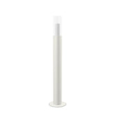 Floor candleholder Thomas Medium, beige powder-coated steel with clear glass cylinder, 107 cm.