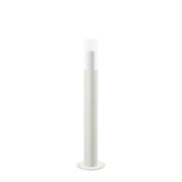 Floor candleholder Thomas Small, beige powder-coated steel with clear glass cylinder, 97 cm.