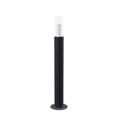 Floor candleholder Thomas Medium, black powder-coated steel with clear glass cylinder, 107 cm.