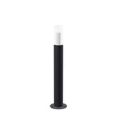 Floor candleholder Thomas Small, black powder-coated steel with clear glass cylinder, 97 cm.