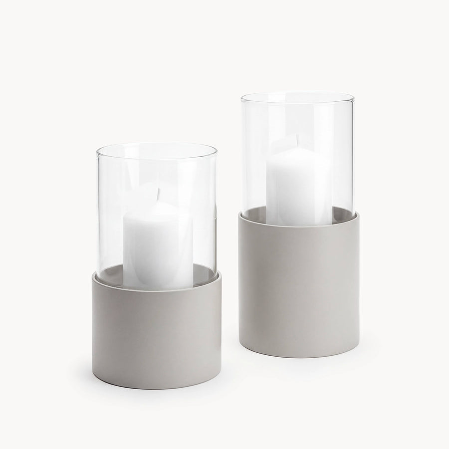 Windlicht Tom – 2er-Set – Beige