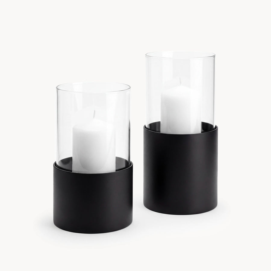 Windlicht Tom – 2er-Set – Schwarz