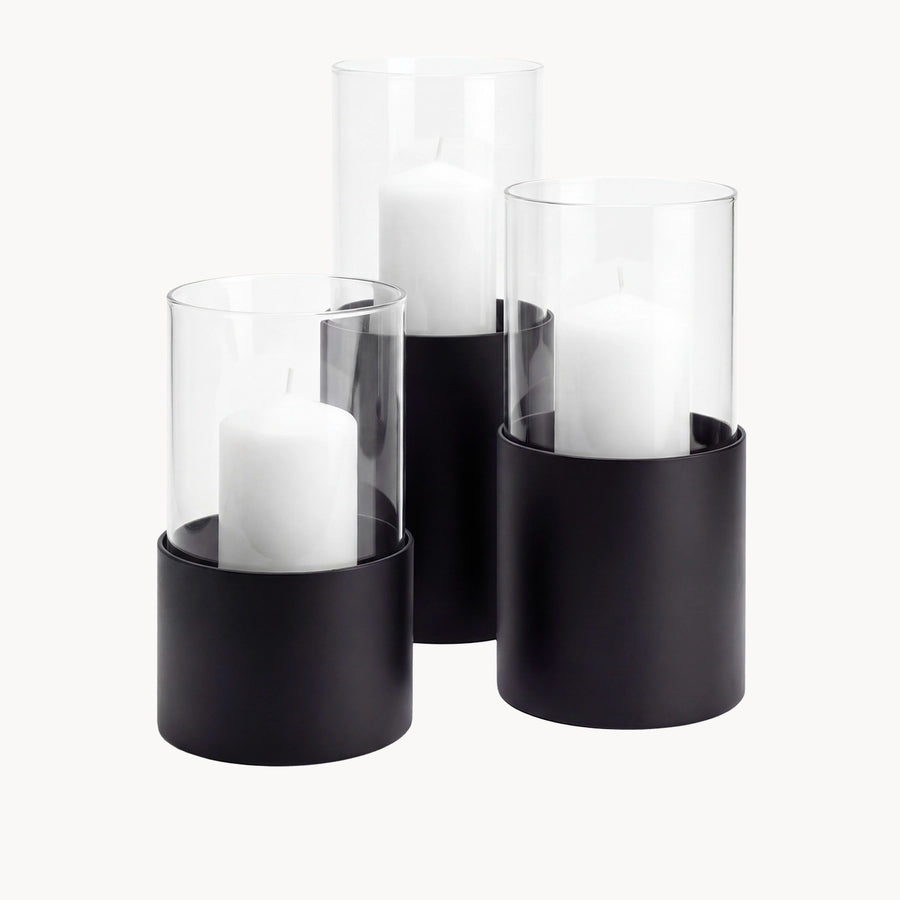 Windlicht Tom – 3er-Set – Schwarz