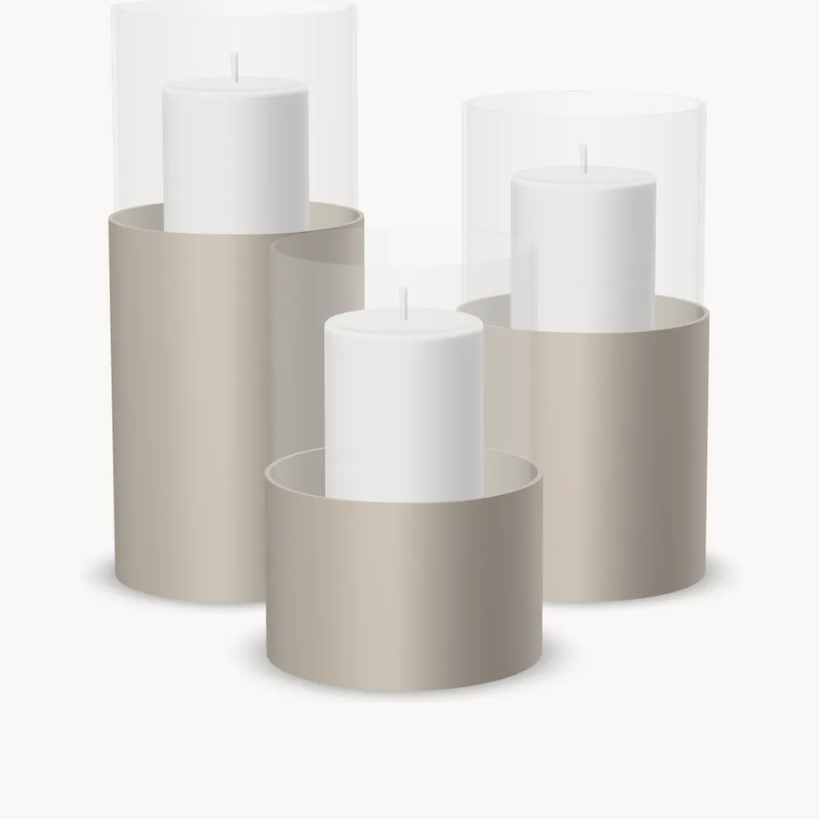 Hurricane Candle Holder Tom – Set of 3 – Taupe Frame