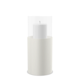 Hurricane Candle Holder Tom Large, beige powder-coated steel frame with clear glass cylinder