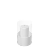 Hurricane Candle Holder Tom Small, white powder-coated steel frame with clear glass cylinder
