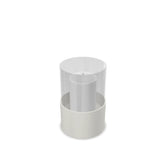 Hurricane candle holder Tom Small, beige powder-coated steel with clear glass cylinder, 17 cm.