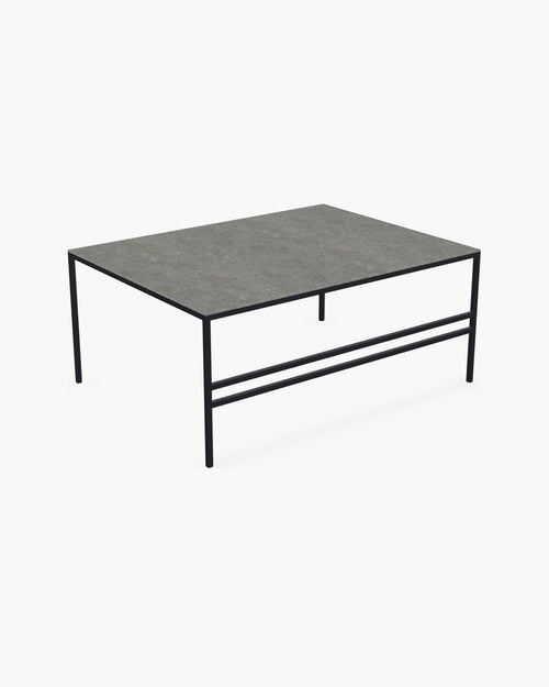 Outdoor Lounge Table Anton Large, black powder-coated stainless steel frame with Dekton Grafite top
